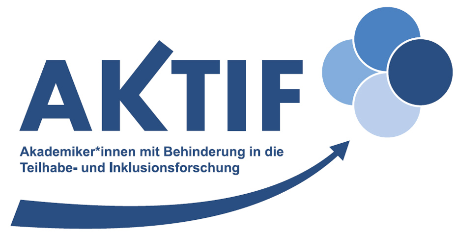 Zur Startseite, Logo AKTIF Projekt - Akademiker*innen mit Behinderung in die Teilhabe- und Inklusionsforschung